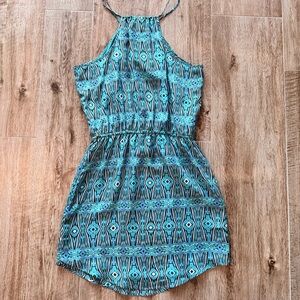 Forever 21 Teal and Black Geometric Halter Dress